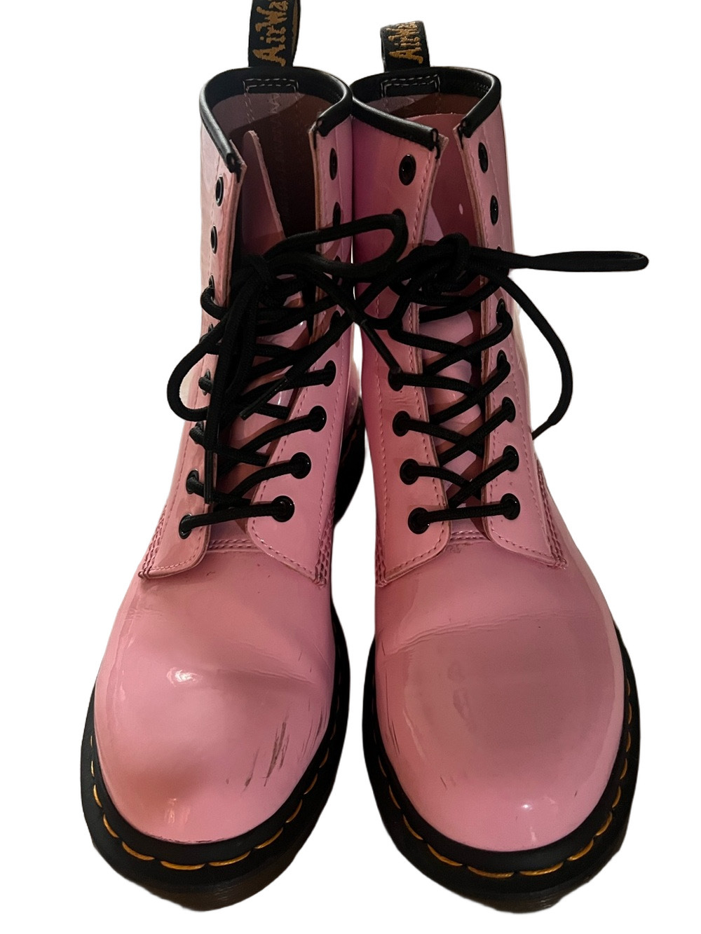 Doc Martens Women’s Light Pink Patent Leather Ankle Boots Style 1460 - Size 9